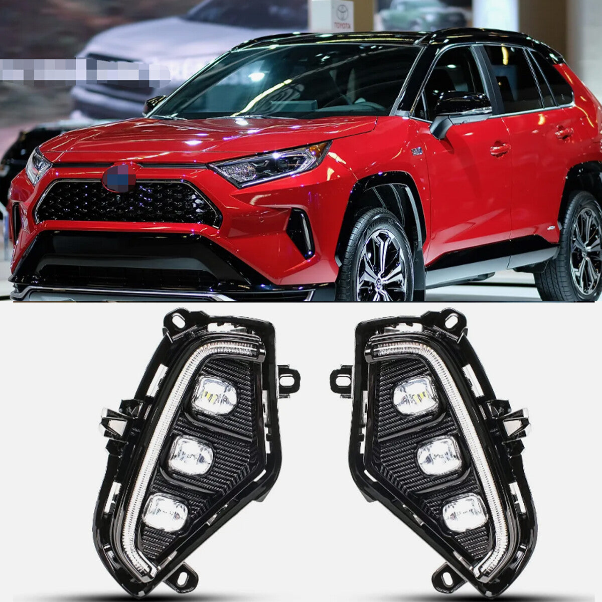LED DRL Daytime Running Light Fog Lamp w/ Turn Signal for Toyota RAV4 2019-2022