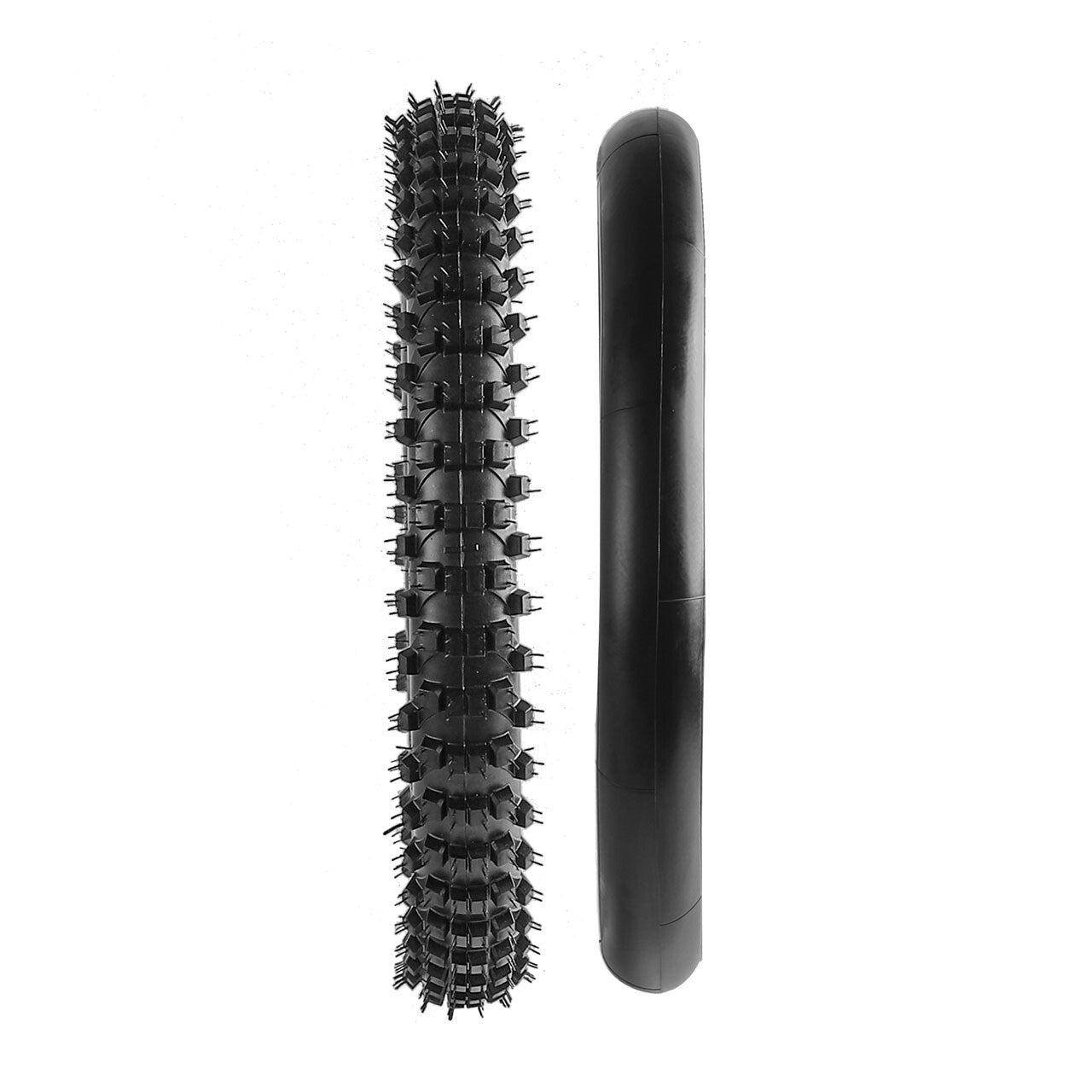 70/100-19 Knobby front tire inner tube for Honda CR80RB and for Kawasaki KX80 motocross bikes.