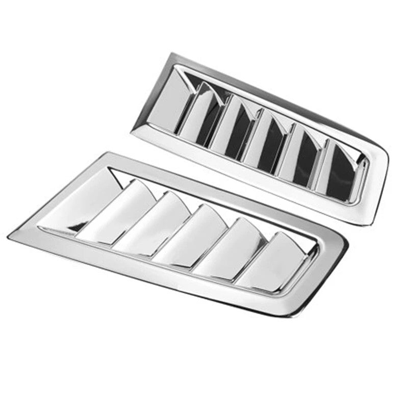 2Pc Car Front Engine Hood Bonnet Vents Chrome Hood Air Outlet Cover Universal