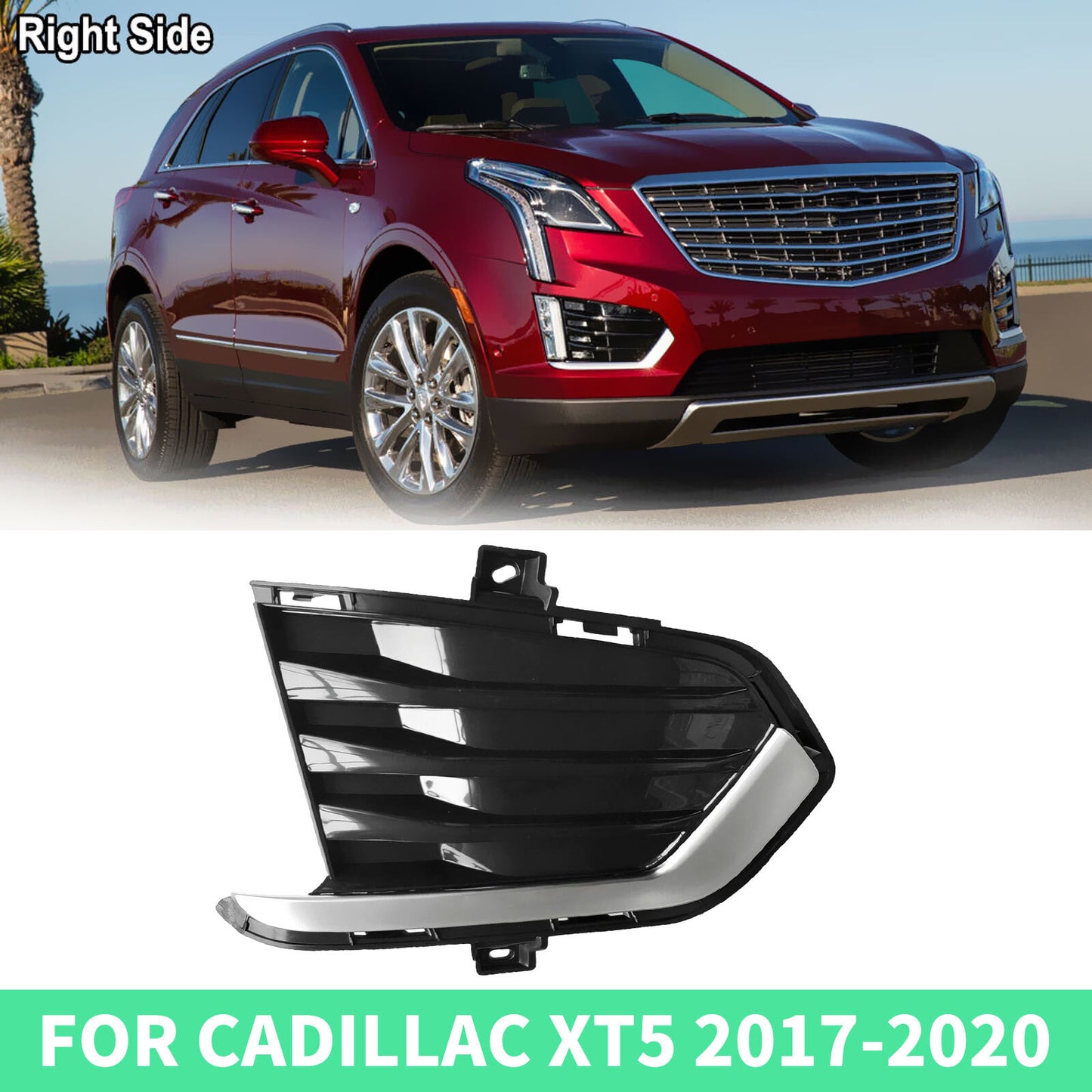 fit 17-20 for Cadillac XT5 Right Passenger Side Front Fog Light Lamp Cover Bezel AT