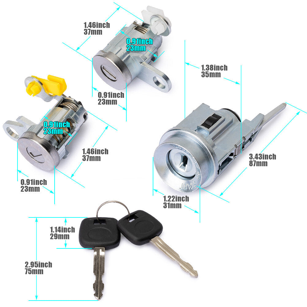Key-matched ignition switch, door lock, and cylinder fitting for Toyota Tacoma 1995-2003