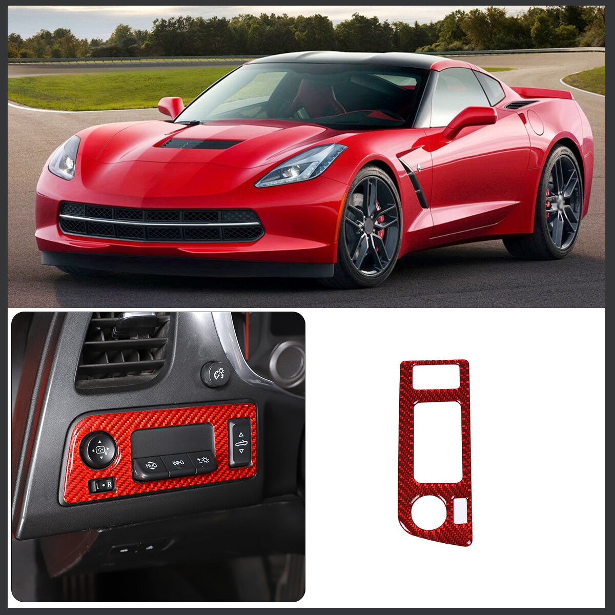 Carbon fiber window lift switch button cover trim for Corvette C6 2005 - 2013