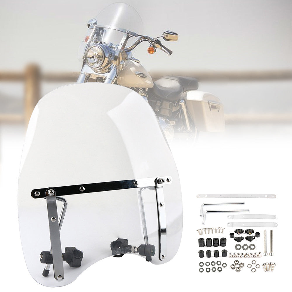 Large transparent motorcycle windshield suitable for Yamaha Cruiser 7/8 1-inch handlebars