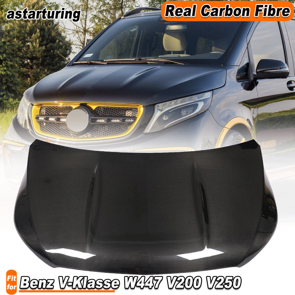 for Benz W447 2015-2019 Dry Carbon Fiber Front Bumper Bonnet Engine Hoods Cover