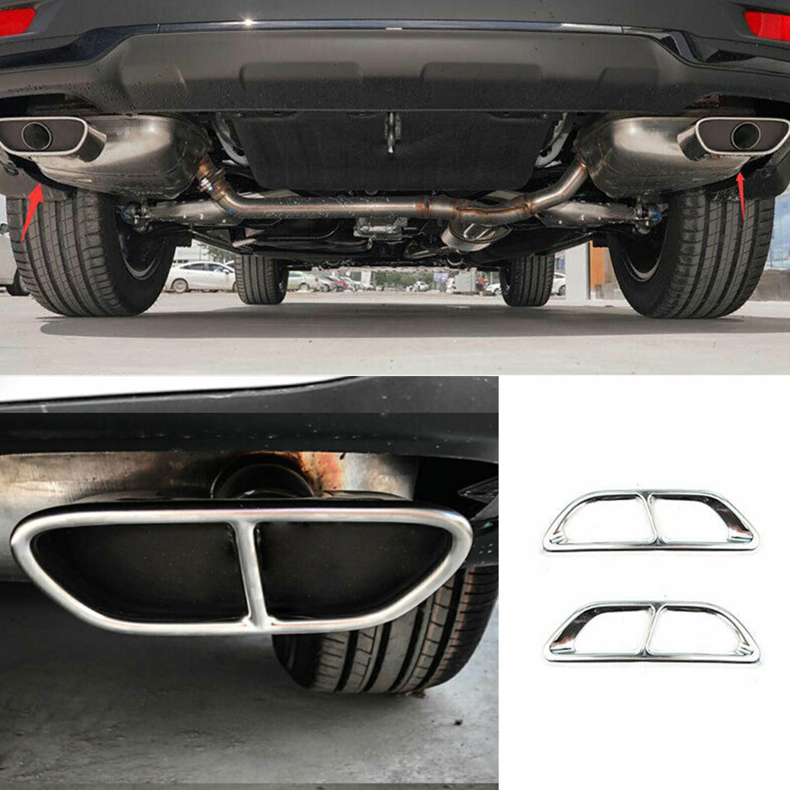 for Honda CR-V CRV 20-22 Chrome Steel Rear Tail Exhaust Muffler Tip Pipe Trim 2X
