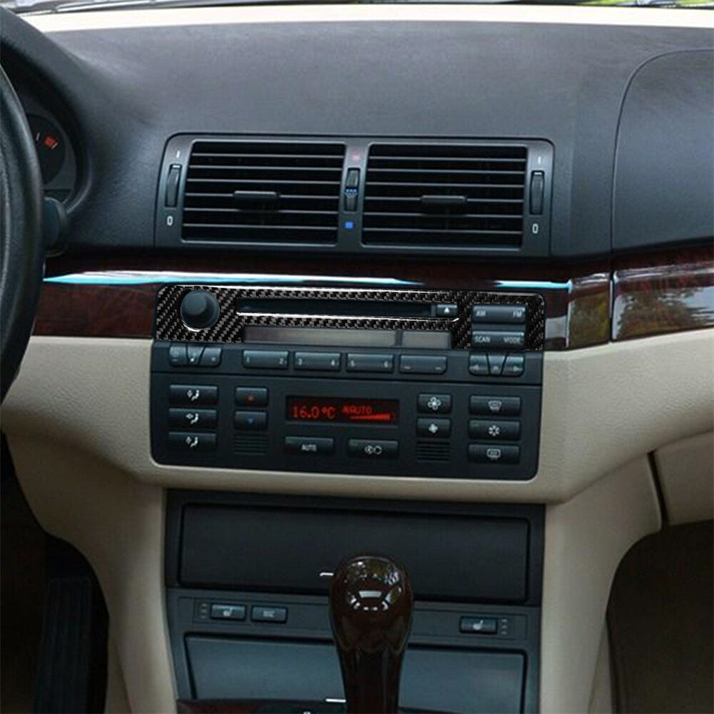 Carbon Fiber Center Console CD Panel Trim Cover for BMW 3 Series E46 1998-2005