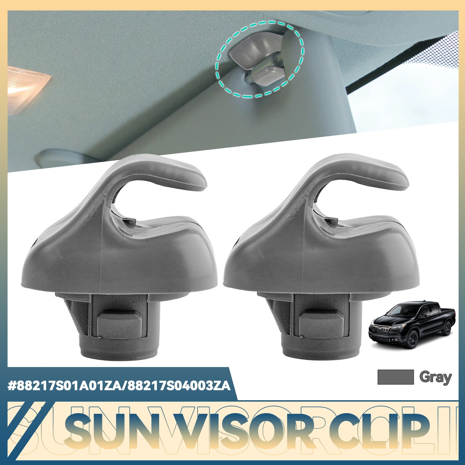 2pcs Gray Car Sun Visor Hook Clip Retainer 88217S01A01ZA for Honda for Civic 96-08