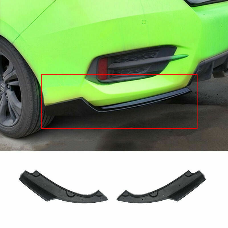 2x for Honda for Civic 2016-21 Black Rear Bumper Lip Diffuser Splitter Spoiler Guard