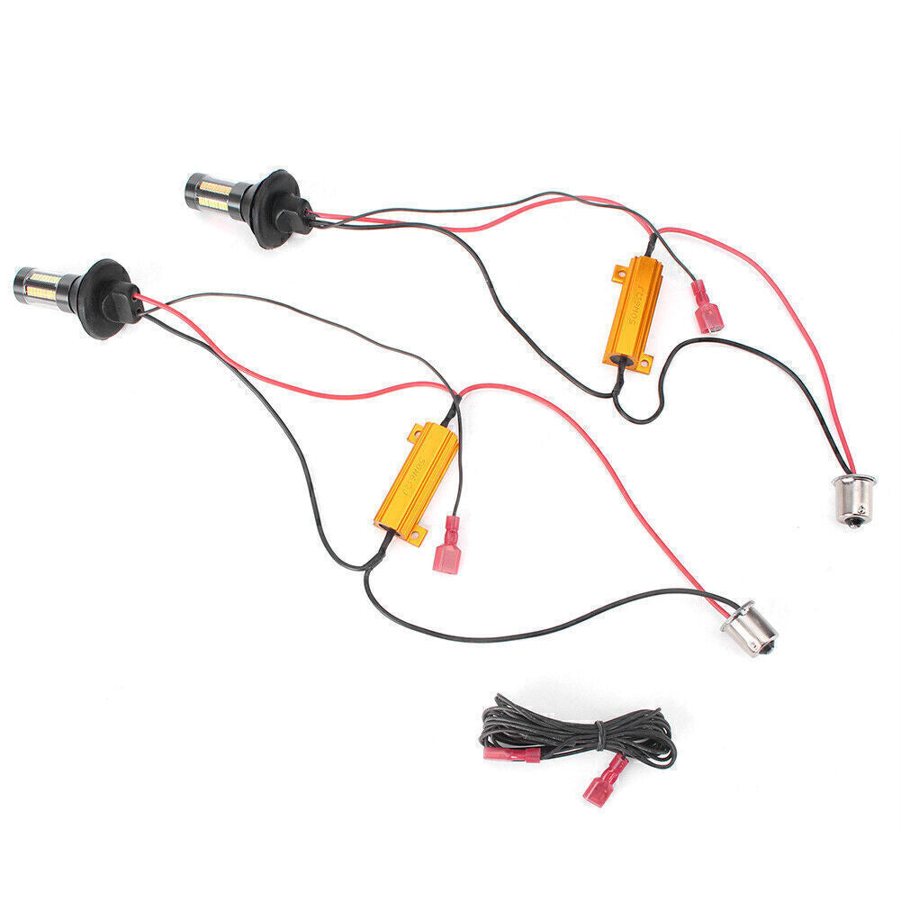 White+Amber Dual Color LED Turn Light Kit Fit 1156 BA15S BAU15S 4014 66 SMD
