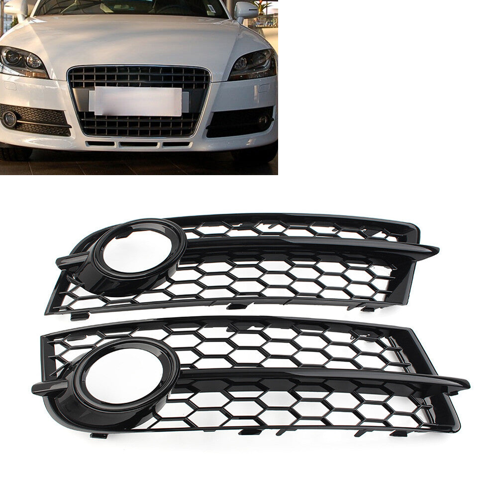 Front Bumper Fog Light Grille Honeycomb Cover for Audi TT 2006-2014 Glossy Black