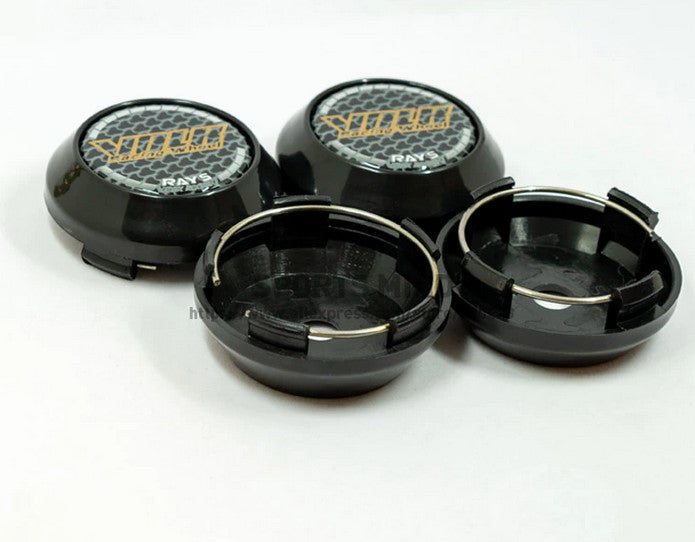 4-piece set of 64mm Volk racing wheel caps, rim caps, wheel center caps, badge logos, black