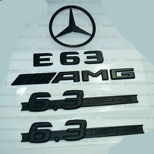 E63S AMG 6.3 S AMG Rear Star Emblem Red matte Black Badge Combo Set for W212 1