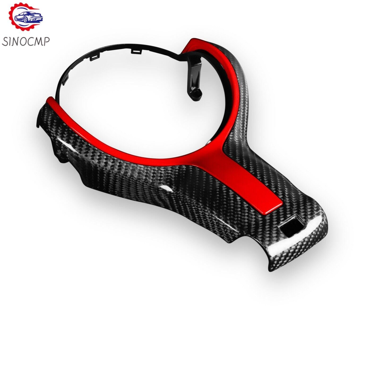 Red Carbon Fiber Steering Wheel Trim for BMW 1 3 4 5 6 X5 X6 M-sport Replacement