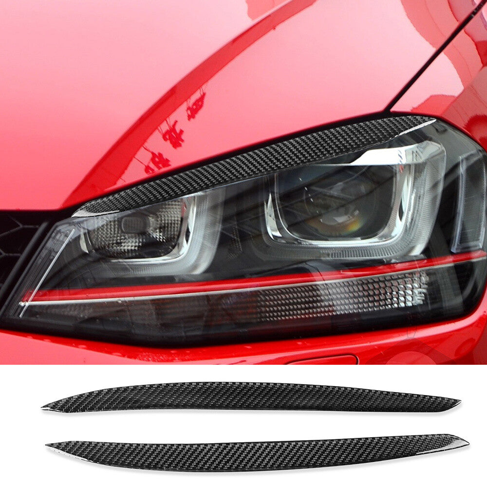 Carbon Fiber Front Headlight Eyebrow Eyelids Cover for VW for Golf 7 GTI MK7 2013-18