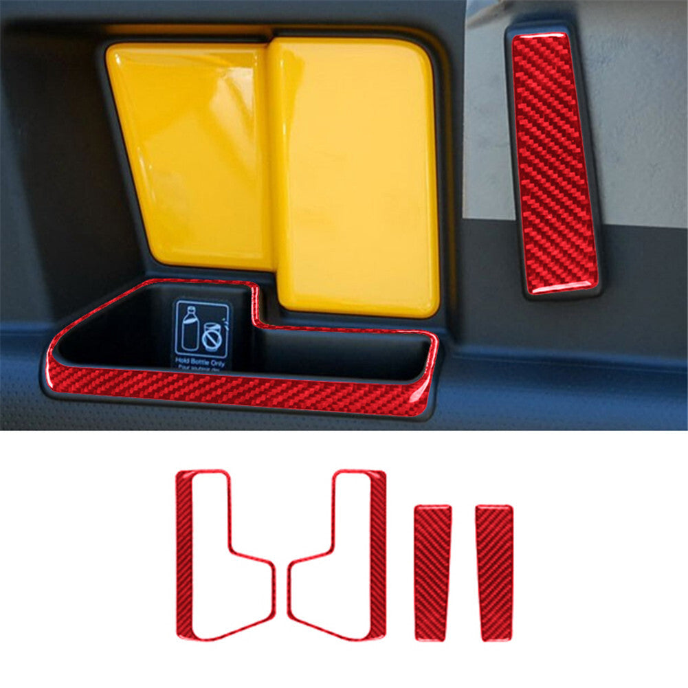 4X Red Rear Door Handle Cover Trim Carbon Fiber for Toyota FJ Curiser 2007-2021