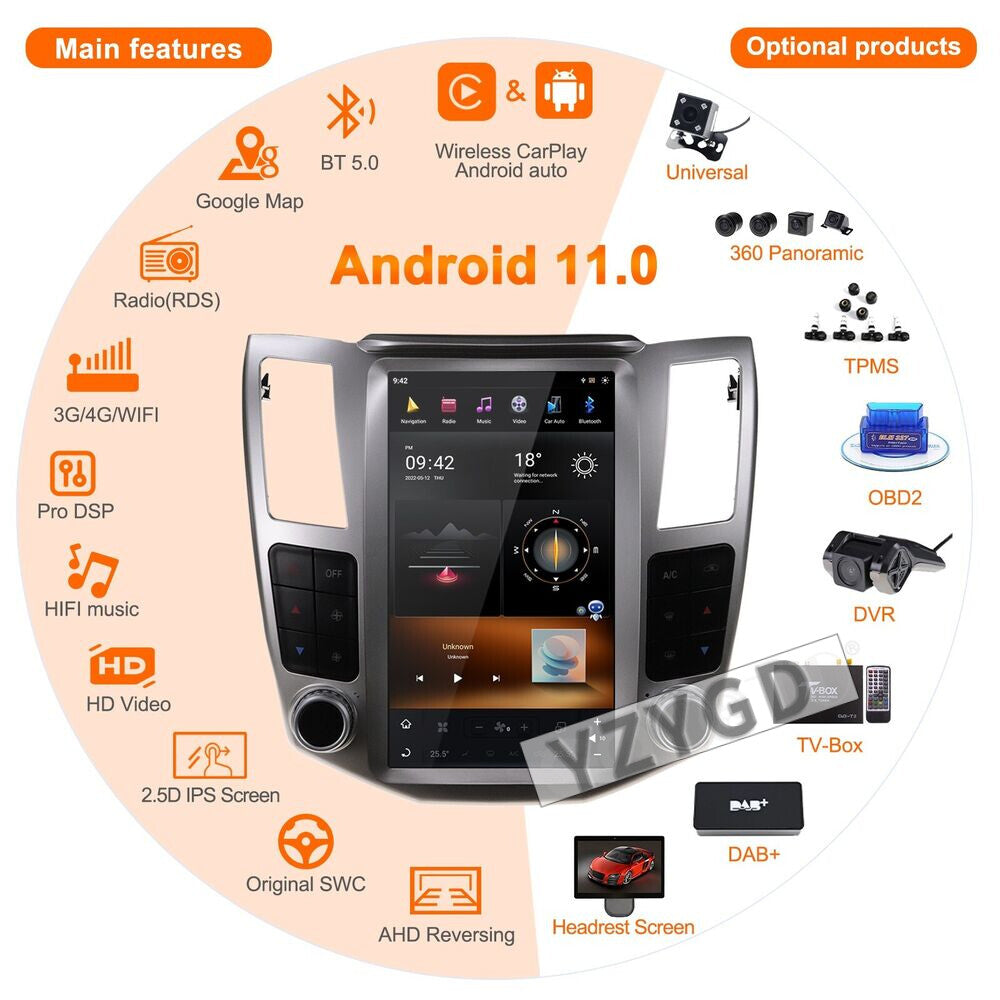 for Lexus RX300 RX330 RX350 RX400H 2004-2008 2Din Car Radio Stereo Receiver GPS