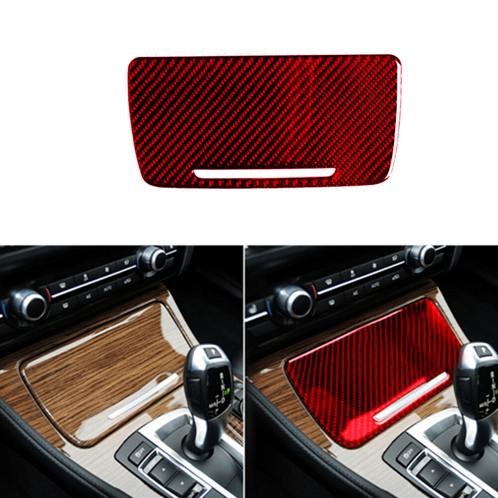 Red carbon fiber storage box trim for BMW 5 Series F10 2011-2017