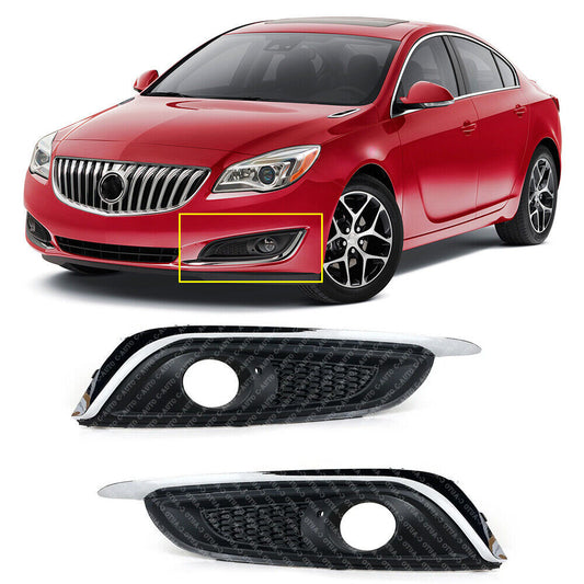 A pair of for Buick Regal front bumper bezels and fog light covers for 2014, 2015, 2016, and 2017 models.