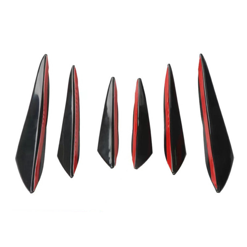 Black Car Front Bumper Lip Rubber Fins Splitter Spoiler Canards Valence Sticker