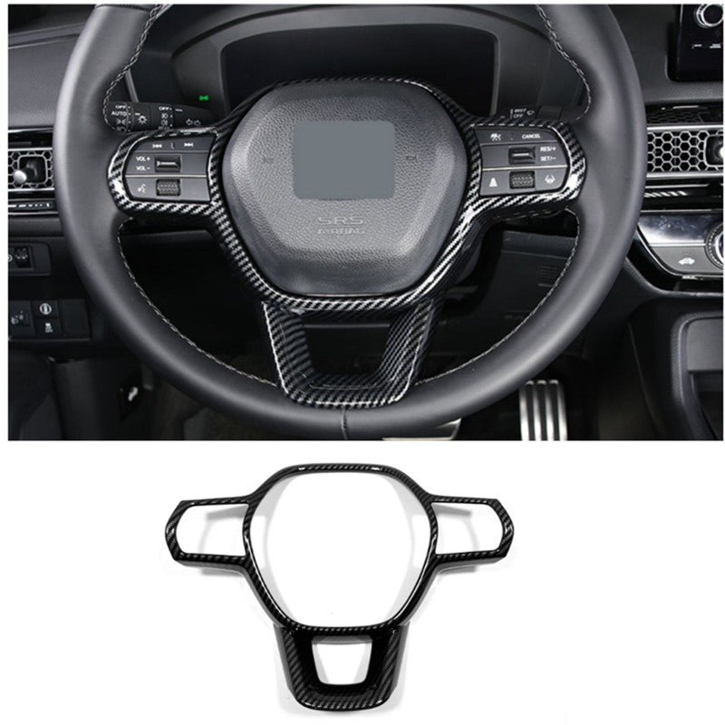 1Pcs for Honda for Civic 2022 2023 Carbon Fiber Front Steering Wheel Frame Trim