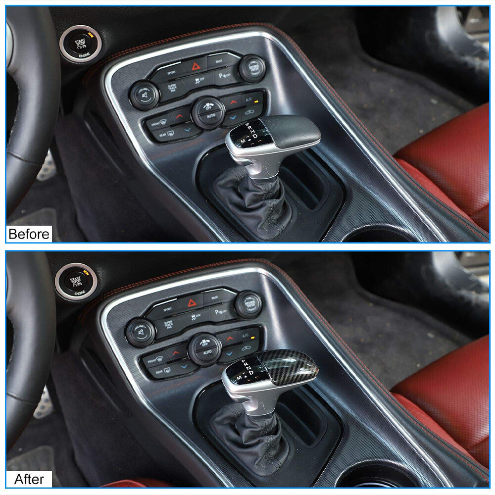 Carbon Fiber Inner Gear Shift Knob Cover Trim for Dodge for Challenger /Charger 2015+