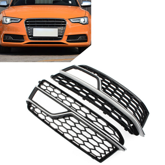 Pair Bumper Honeycomb Mesh Fog Light Grille Cover for Audi A5 S5 2013-17