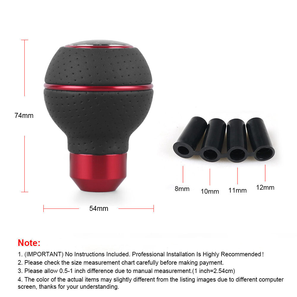 Leather Shift Knob Gear 5-Speed Manual Shifter Car Lever Stick Universal Red