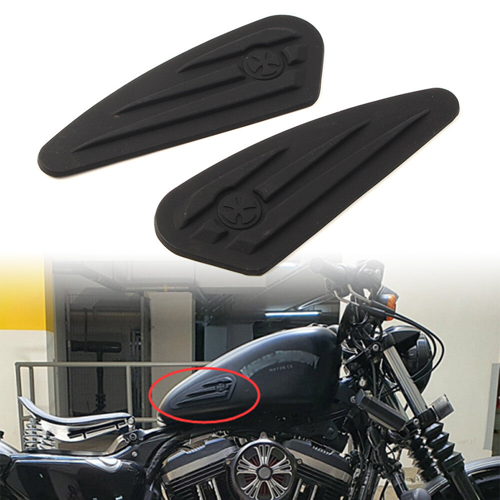 Rubber Fuel Gas Tank Knee Pads Decals Stickers for Harley Softail Dyna Sportster