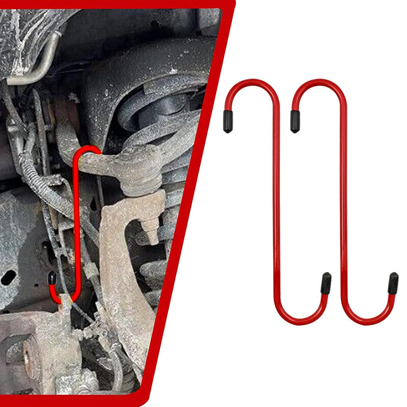 2Pcs Brake Caliper Hanger Hooks Powder Coated Steel Red (2 Piece Set)