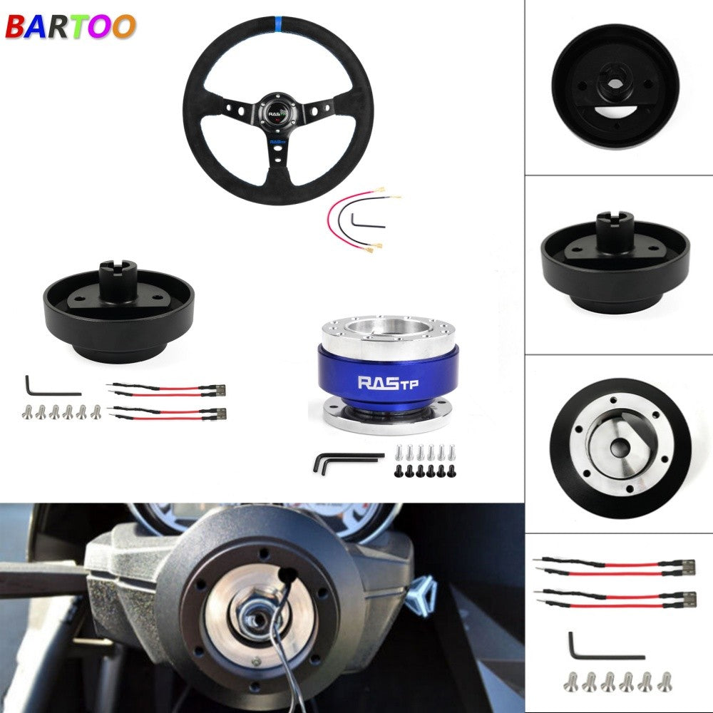 14IN Blue Steering Wheel + Black Quick Release + 131H Hub Adapter for Honda for CR-V