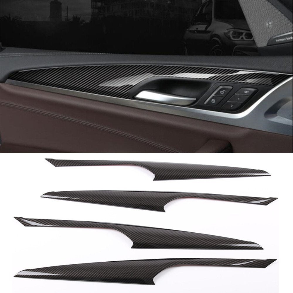 4¡ÁCarbon Fiber ABS Interior Door Panel Decor Cover for BMW X3 G01 X4 G02 2018-22