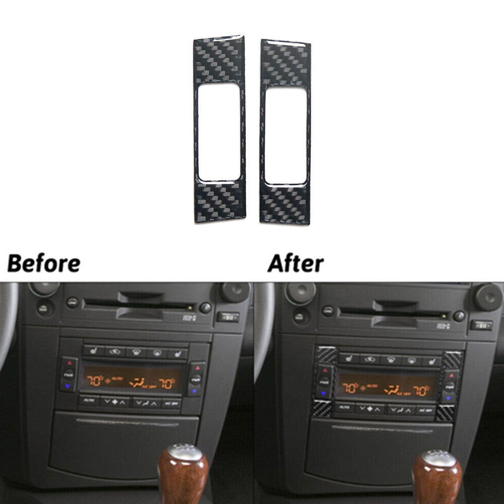 2Pcs Carbon Fiber Climate Control Panel Cover Trim for Cadillac CTS 2003-2007