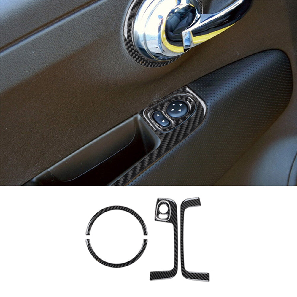 5Pcs Carbon Fiber Interior Door Control Kit Cover Trim For 2012-2015 for Fiat 500