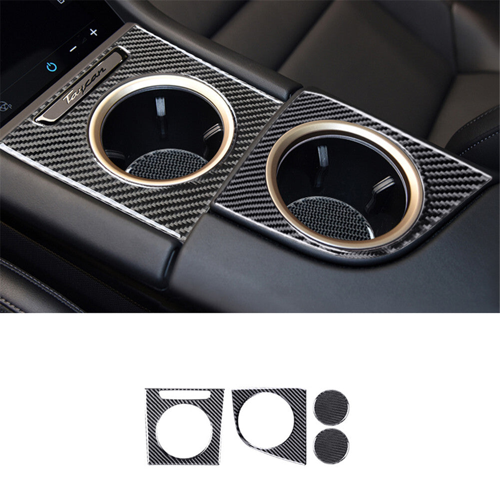 4x carbon fiber beverage holder trim for Porsche Taycan 2019-2022