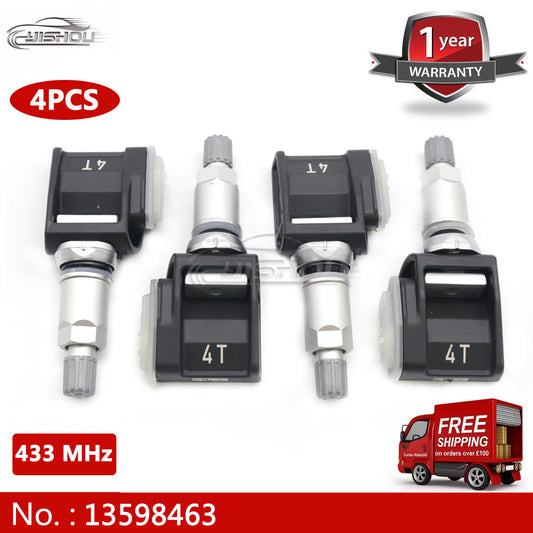 4-pack TPMS tire pressure monitoring sensors for Chevrolet , GM, and for Cadillac 433MHz 13598463