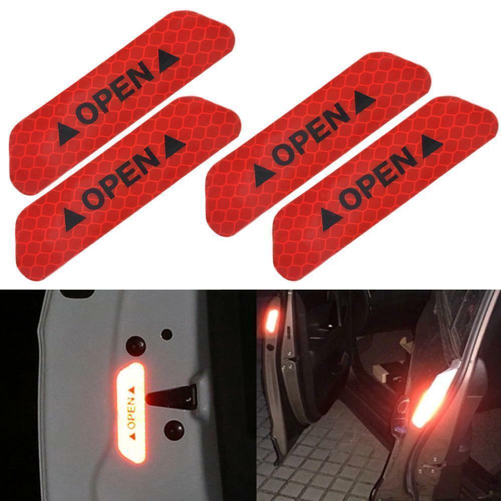 4 Pcs/Set Auto Car Door Open Safety Warning Reflective Decal Stickers Universal