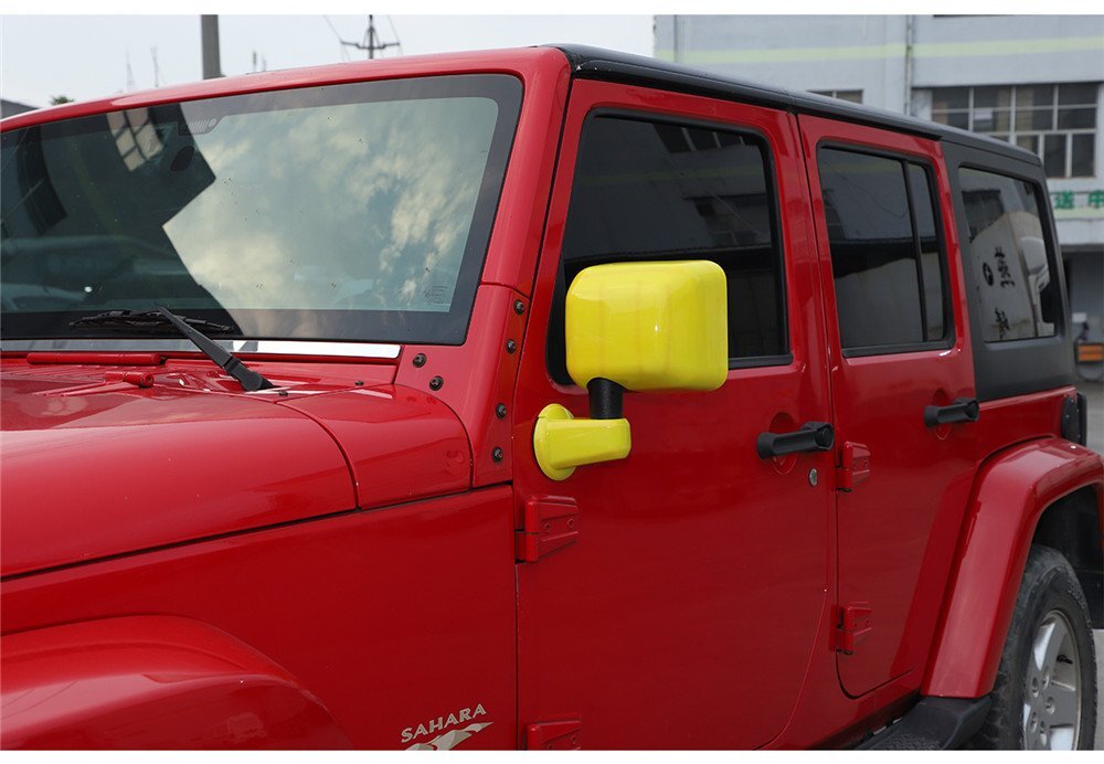 for Jeep for Wrangler JK 2007-2017 Side Rearview Mirror  Base Cover Trim ABS Yellow