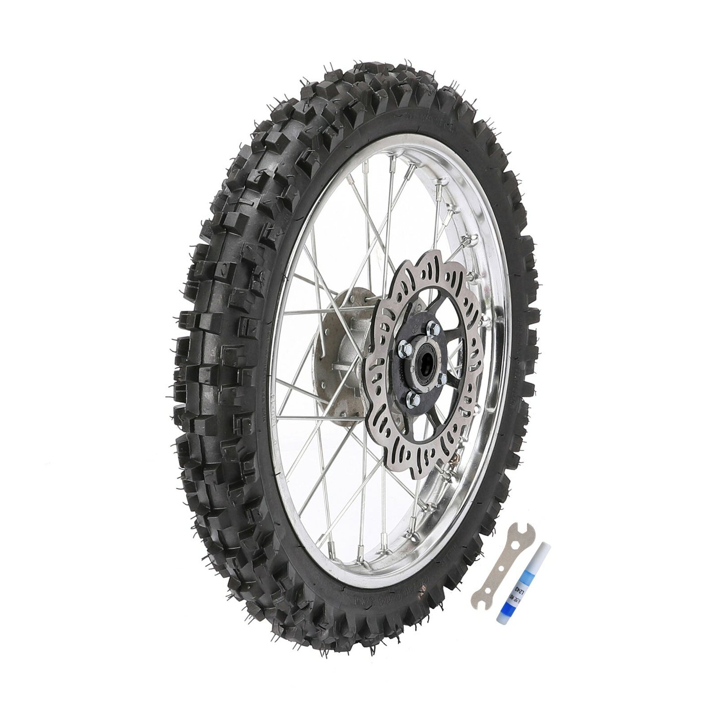 14-inch front wheel, 60/100-14 tire, rim assembly, suitable for 140cc, 110cc, 125cc, and 70cc pit bikes.