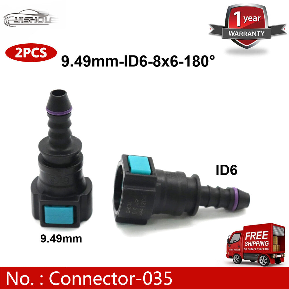 2-pack/Bulk Fuel Line Hose Quick Release Female Connector 9.49mm ID6 8x6 180¡ã