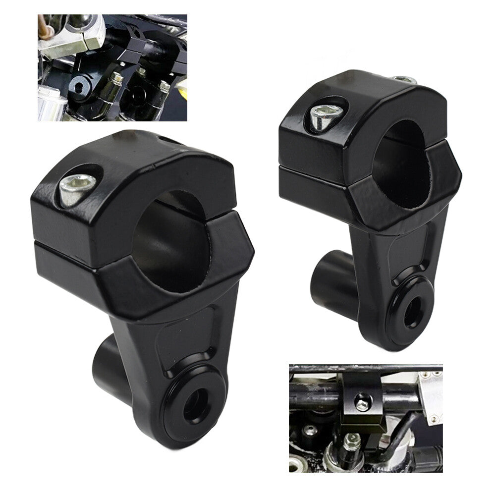 Black Motorcycle HandleBar 7/8 22mm to 11/8 28mm Fat Bar Mount Clamps Riser