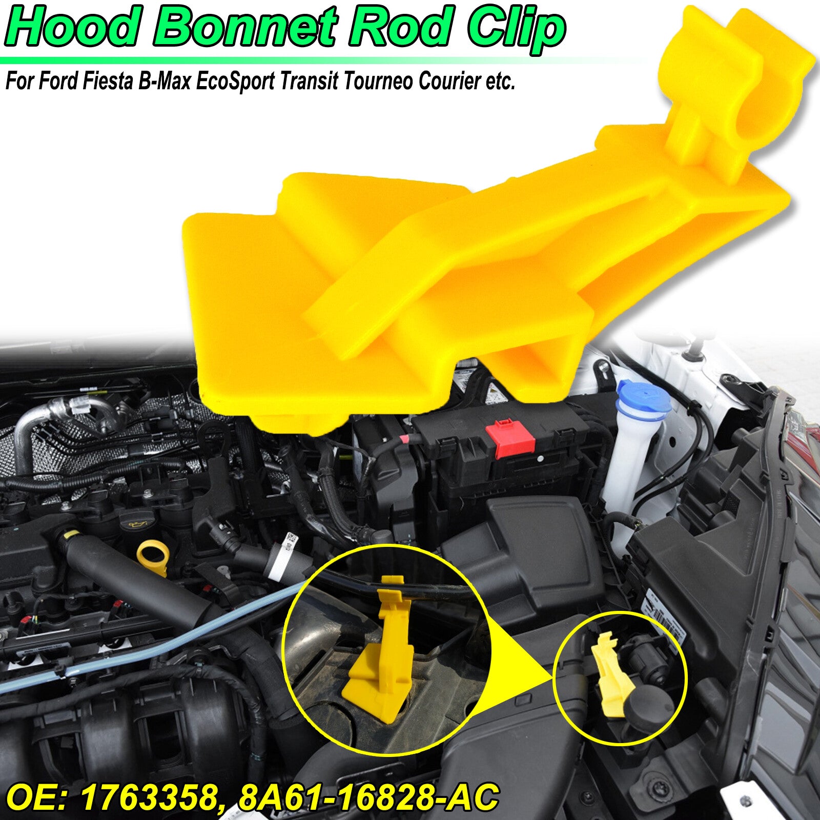 for Ford Fiesta WT EcoSport BK Car Hood Prop Bonnet Rod Support Stay Clip Holder