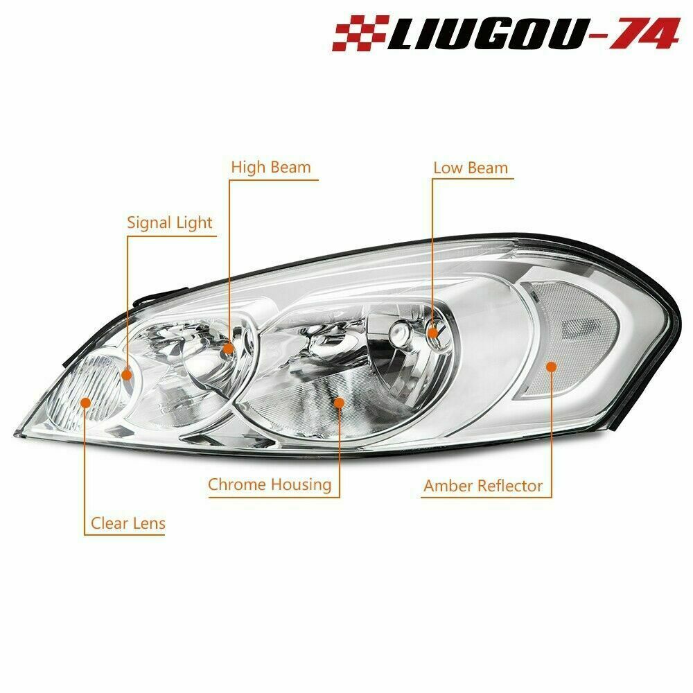 Clear chrome headlight replacement parts for Chevrolet 06-13 Impala/06-07 Monte Carlo
