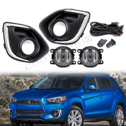 A pair of front bumper fog light covers with protective sleeves for Mitsubishi Outlander Sport 2013-2015.