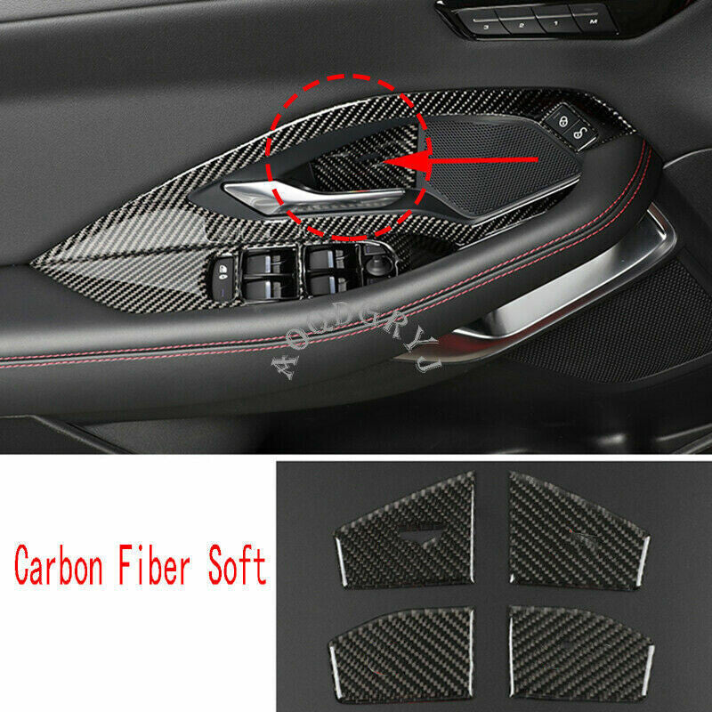 4P Soft Carbon Fiber Car Inner Door Bowl Cover Trim for Jaguar E-PACE 2018-2021