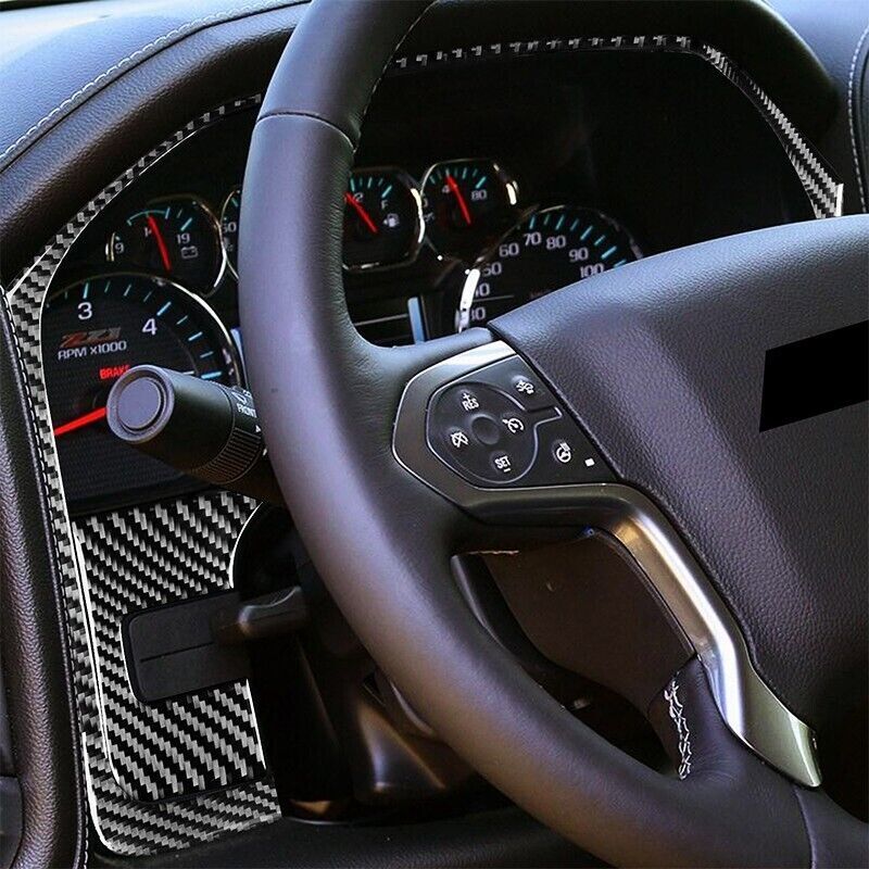 Carbon Fiber Car Speedometer Panel Cover Trim for Chevrolet Silverado 1500 14-18