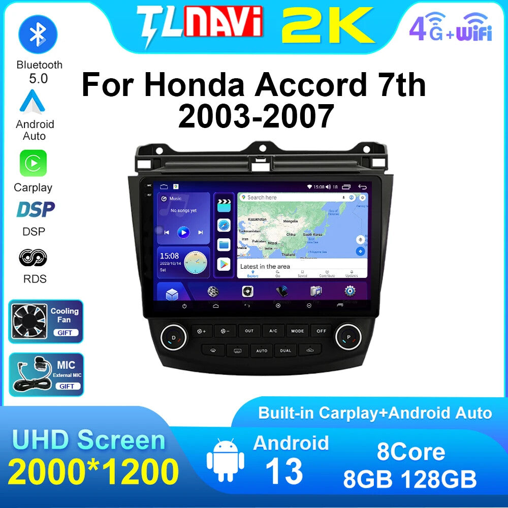 for Honda for Accord 7th 2003-2007 Android Car Radio CarPlay GPS Stereo Video Player