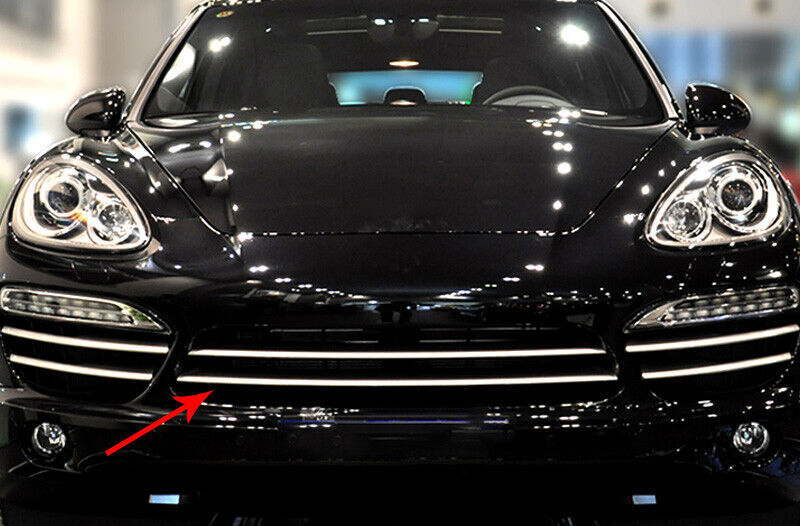 for Porsche for Cayenne 2011-2014Silver Garnish Front Grille Grill Strips Cover Trim
