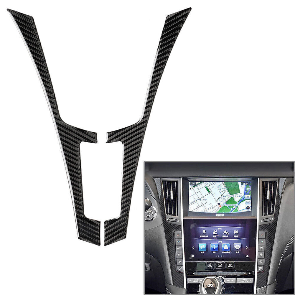2 Pcs Console Panel Cover Trim for Infiniti Q50 Q60 2013-2019 Carbon Fiber