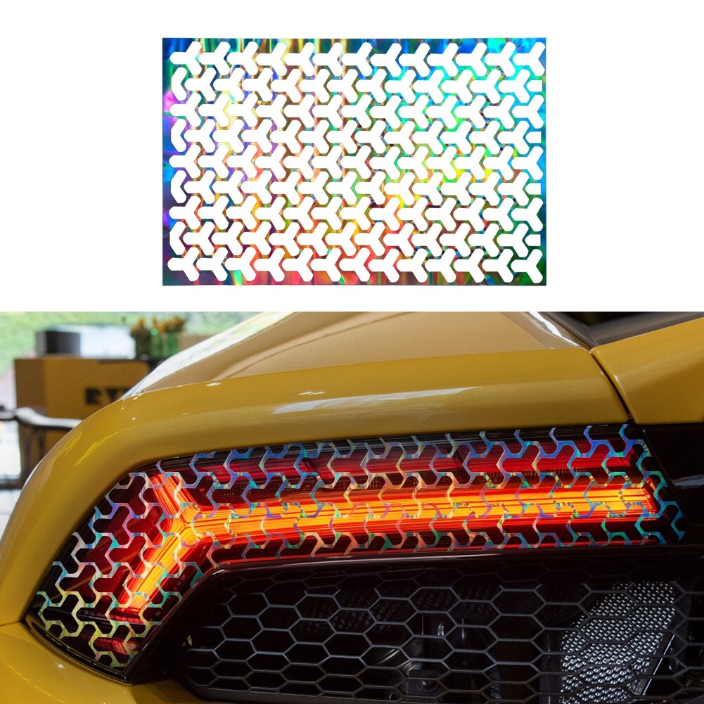 2x Car Rear Tail Light Honeycomb Gaphic Sticker Vinyl Decal Trim Rear Light Film