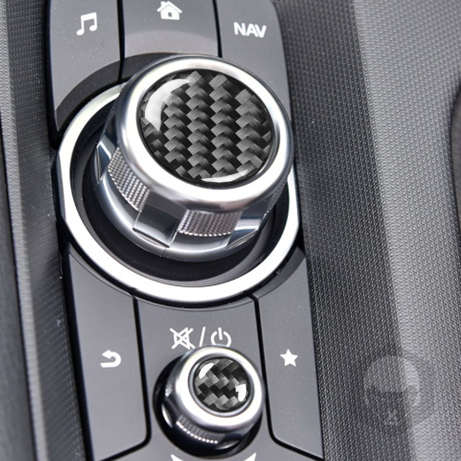 2x Carbon Fiber Console Multimedia Button Cover for Mazda MX-5 Miata 2016-2020